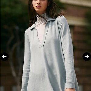 Cass Free People Baby Blue/Gray Mini Dress Stylish Long Sleeve Dress NWT
